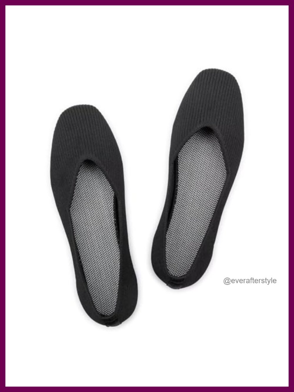 Womens Casual Knitted Flats Square Toe Slip-On Comfort Shoes